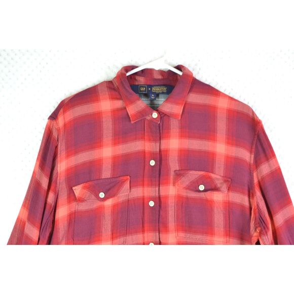 Gap + Pendleton Women's XL Red Plaid Boyfriend Shirt - Picture 2 of 12